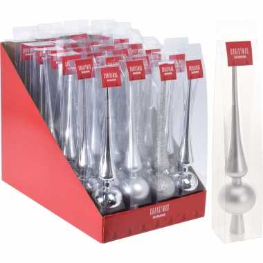 1x kunststof zilveren kerstboom piek 29 cm mat