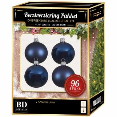 Kerstballen met ster piek set donkerblauw voor 180 cm kerstboom