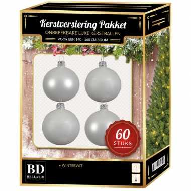 Kerstballen met ster piek set wit voor 150 cm kerstboom