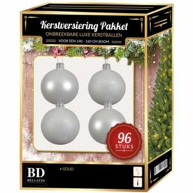 Kerstballen met ster piek set wit voor 180 cm kerstboom