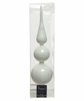 1x grote winter witte glazen kerstboom piek 9 x 35 cm glans