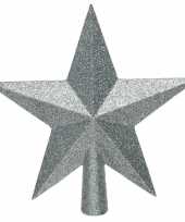 1x lichtblauwe glitter ster piek kunststof 19 cm