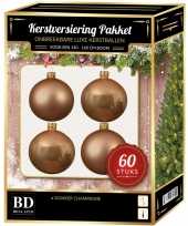 Kerstballen met ster piek set donker parel champagne voor 150 cm kerstboom