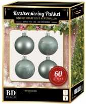 Kerstballen met ster piek set mintgroen voor 150 cm kerstboom