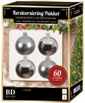 Kerstballen met ster piek set zilver voor 150 cm kerstboom 10157797