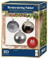 Kerstballen met ster piek set zilver voor 180 cm kerstboom