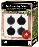 Kerstballen met ster piek set zwart voor 150 cm kerstboom